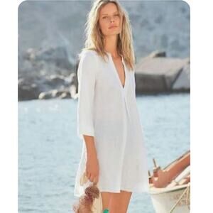 GARNET HILL EUROPEAN FLAX RELAXED BEACH DRESS, SIZE L